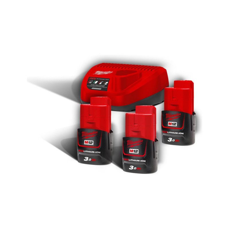 Milwaukee M12NRG-303 nabíjačka + 3x batéria